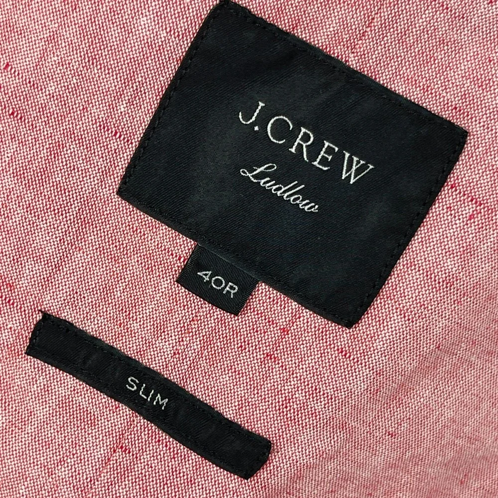 J Crew Suit Jacket Mens 40R Pink Ludlow Slim Unstructured Cotton Linen Somelos